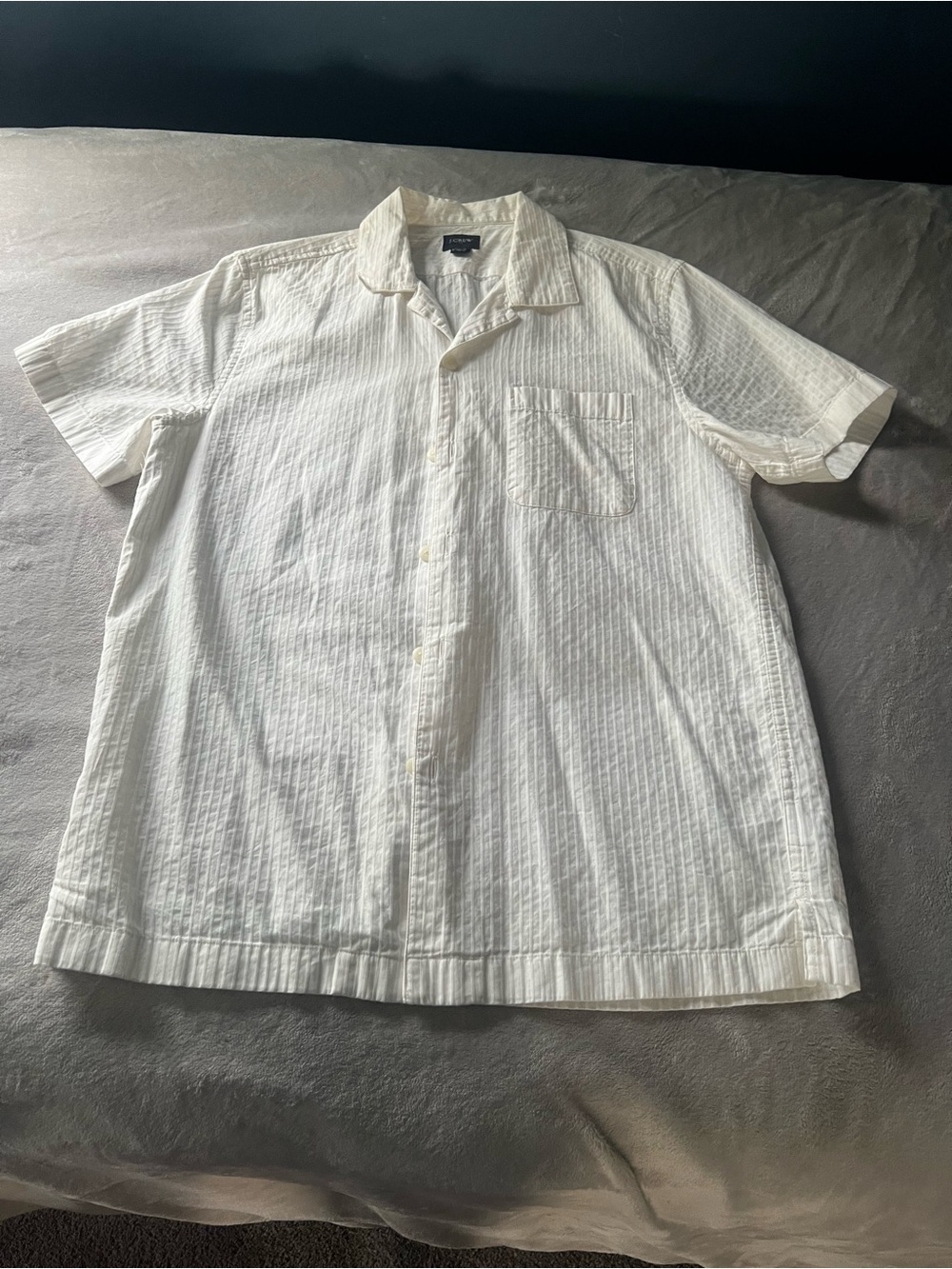 J. Crew Cream Short-Sleeve Button-Up Shirt
